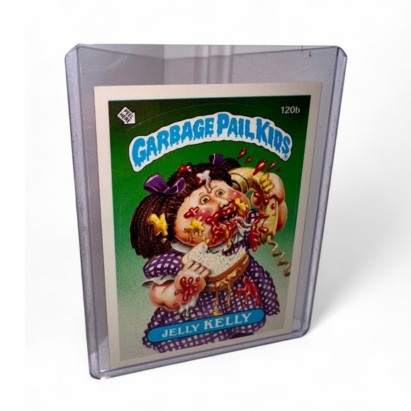Garbage Pail Kids
3rd series
1986

Jelly Kelly 
#120B - Picture 1 of 2